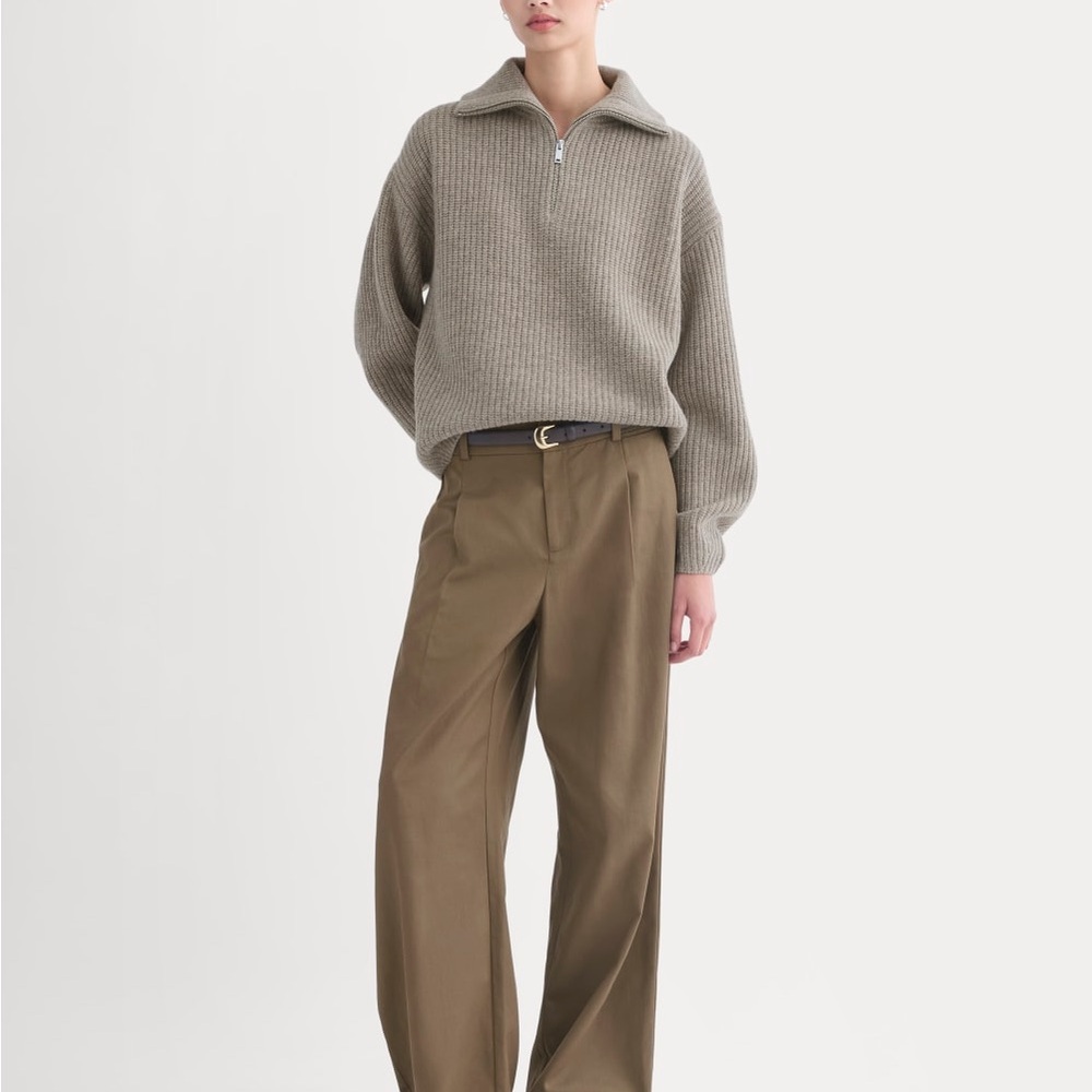 Everlane THE HALF-ZIP SWEATER IN LUXE MERINO in soft taupe